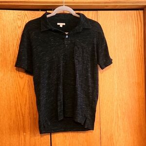 Men's Cape Juby short sleeve polo shirt, size small,  black with white specks.